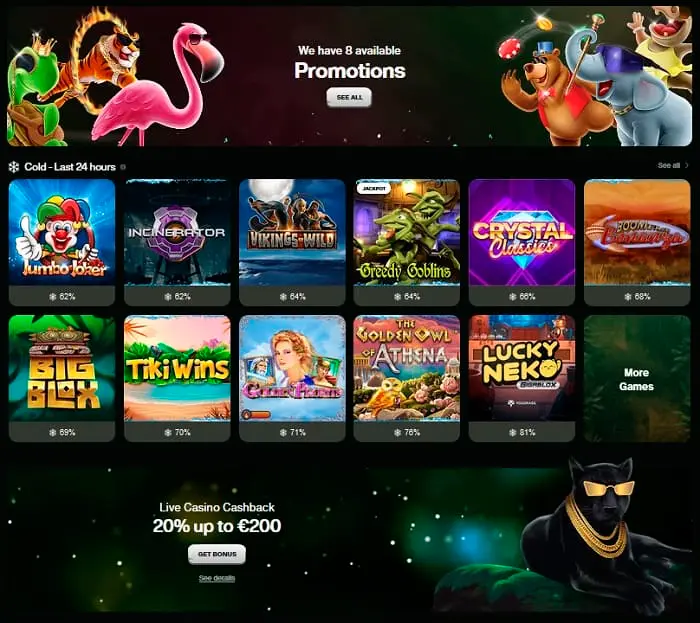 Spielauswahl bei Cashwin Casino